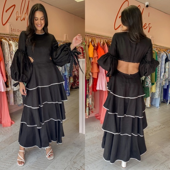 Aje Gracious cutout black ivory maxi dress size AUS 4 (US 0) NEW! New with tags! - Picture 3 of 16